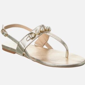 Stuart Weitzman Perla T-Strap Leather Sandal Women's Gold 7 new retailprice 350$